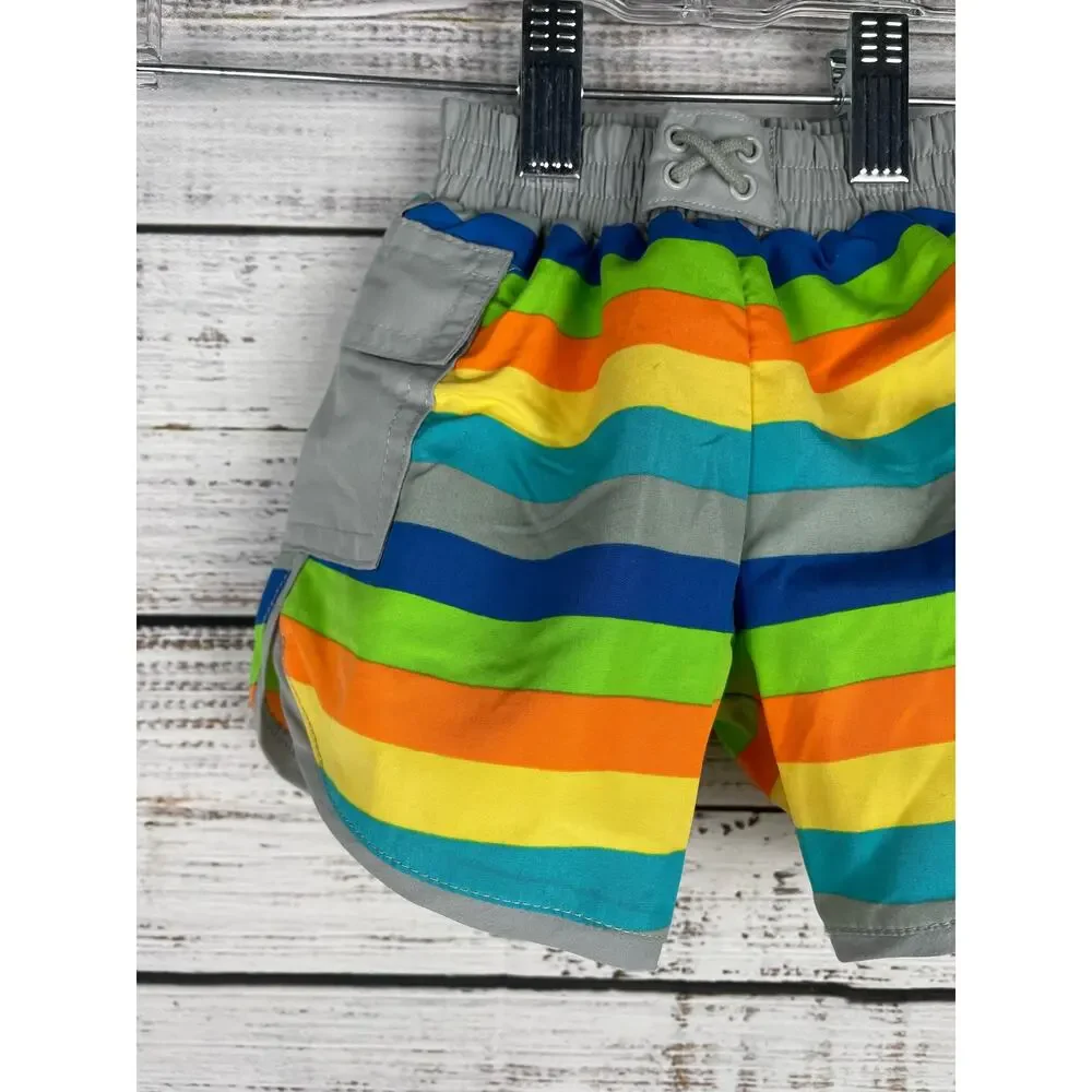 iPlay Boys' Trunks Built-in Reusable Swim Diaper 12mo UPF50+ Stripe